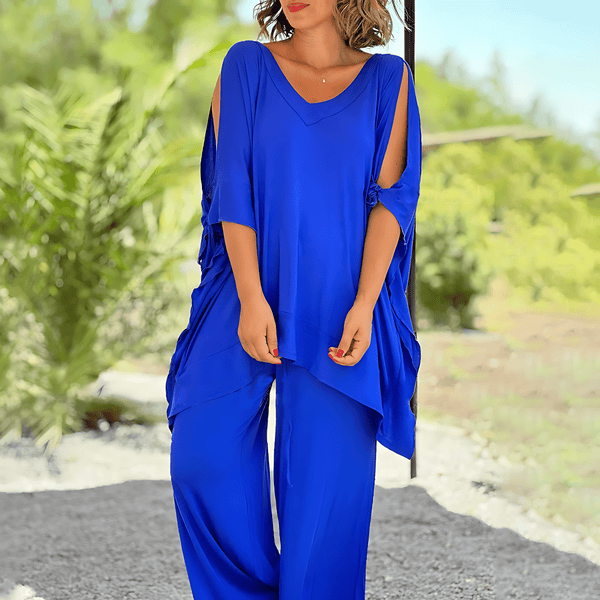 GlamoraParis® | Vêtements Tendances Femme | Boutique en ligne S / Blauw Rebecca Set